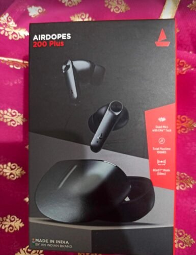boAt Airdopes 200 Plus TWS Earbuds w/ 100 Hours Playback, Quad Mics ENx Technology, 13mm Drivers, Beast Mode(50ms Low Latency), ASAP Charge(5 Mins=60 Mins), IWP Tech w/BT v5.3 & IPX5(Carbon Black) photo review